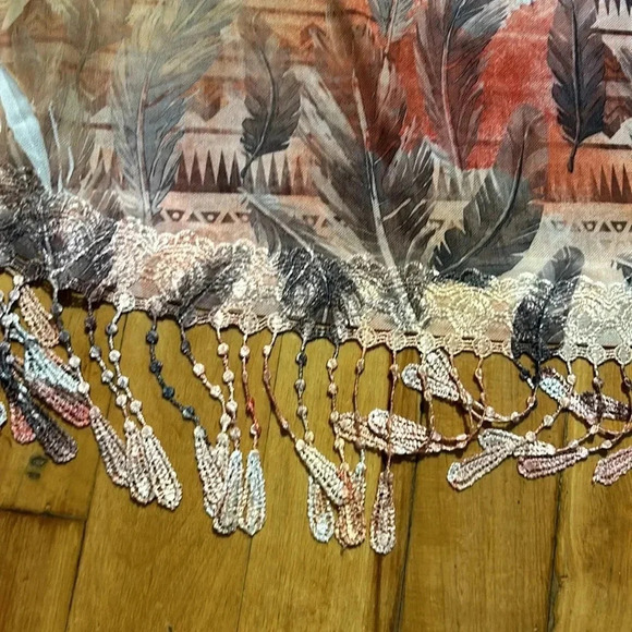 Impulse California  made in usa fringe southwestern aztec mesh y2k top - Picture 2 of 5